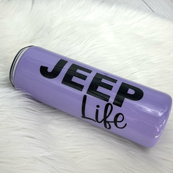Purple and Black Jeep Life Peekaboo Glitter Epoxy Tumbler 20 oz Straight - Picture 1 of 6